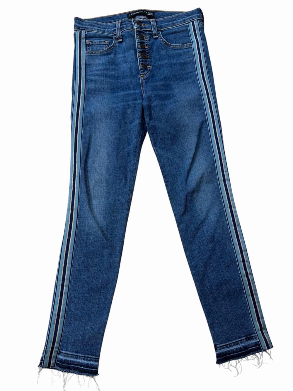 Veronica Beard Debbie 10" Skinny Stripe Jeans
